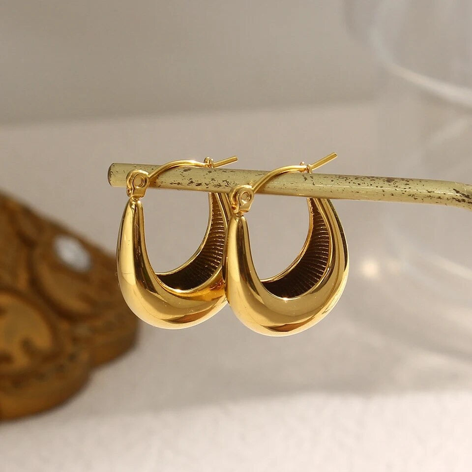 Gold Oval Hoop