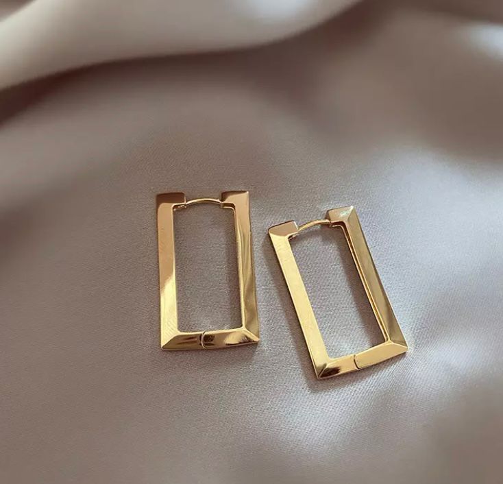 Gold Rectangle Earrings