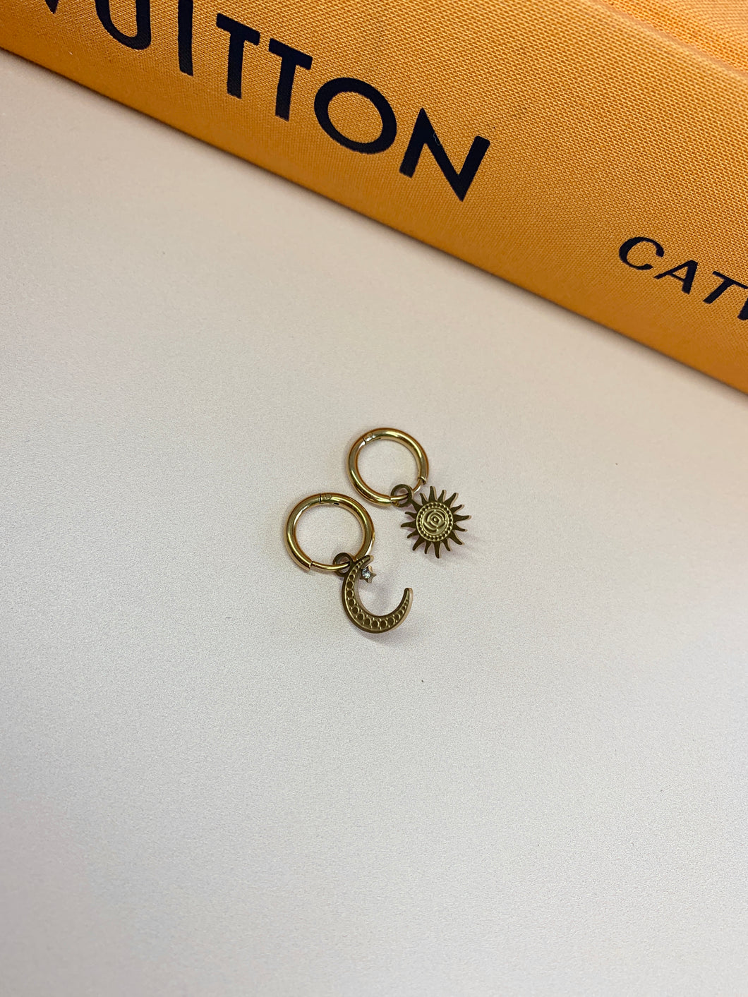 Sun and Moon Huggie Hoops