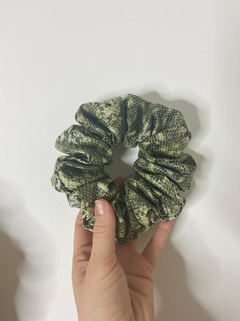 Faux Leather Snakeskin Scrunchie